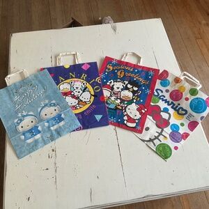 4 Vintage Sanrio Hello Kitty paper shopping bags 15.5” x 12.5” x 4” deep